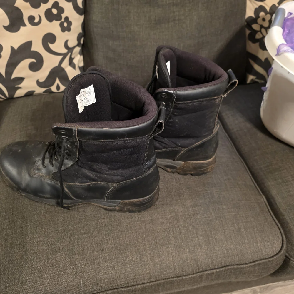 Men's Black Leather Duty Boots